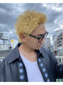 広島メンズ/スパイキーショート/短髪/ブロンドカラー