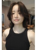 ミディアムレイヤーボブレイヤー顔まわり外はねボブ表参道30代