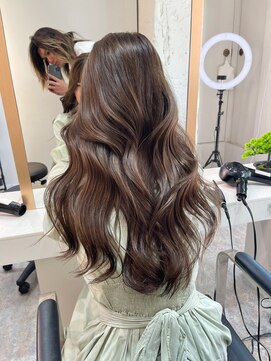 ブレンド 渋谷(BLend) ハイライトカラーくびれヘアアプリコットオレンジ