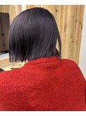 切りっぱなし大人ミニボブダークバイオレットダブルカラー