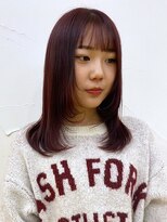 オッジ 西新店(Oggi)&nbsp;レッドブラウン 顔周りレイヤー シースルーバング