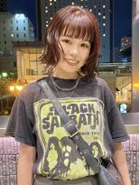 スニュウ(snuw)&nbsp;切りっぱなしボブ小顔カットグレージュワインレッド