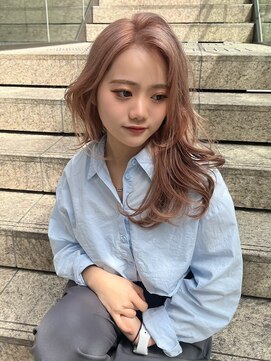 ジアン バイ ミルボン 西宮ガーデンズプラス(GIEN by milbon) ピンクベージュ/ロングレイヤー/かきあげバング