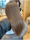 ミディアムレイヤーセミロングレイヤーミルクブラウンモカ