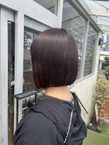 ロータスヘアーデザイン(Lotus Hair Design)&nbsp;【lotus下枝】ぱつっとボブ/前下がりボブ/ボルドーブラウン