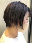 ショートボブブリーチなしカラーアッシュ西葛西