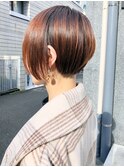 【SHARON原宿】大人可愛い小顔前下がり丸みショート×ブラウン