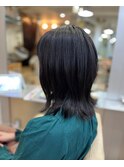 30代～40代ミディアムスタイル似合わせカット暗髪外ハネくびれ