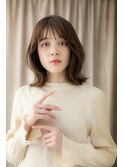 暗髪シースルーバング小顔外ハネミディアムTb4越谷20代30代40代