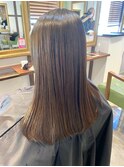 シンプルストレートレイヤーロングイメチェングレーベージュ立川