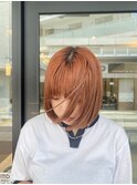 オレンジカラー×ボブ