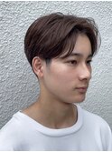 ツーブロックセンターパートニュアンスパーマ