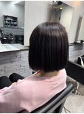 切りっぱなしボブ/艶カラー
