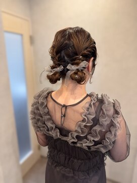 お呼ばれヘア  ガーリー  ツインアレンジ