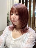 ミディアムウルフ/レイヤーウルフカット/顔まわりレイヤーカット