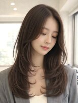ロティー 天神(loty)&nbsp;レイヤー 顔周りカット 韓国ヘア 前髪 赤み消しベージュ 透明感