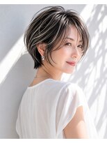 アッシュ 学芸大学店(Ash)&nbsp;ショートボブ/白髪ぼかしハイライト/大人女性/アッシュグレイ