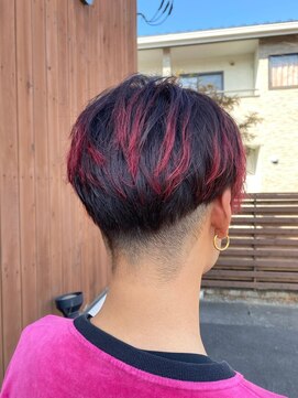 シークレットベースエヌ(Secret Base N) メルトカラーピンクバイオレットツートン刈り上げ韓国風マッシュ