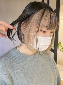 エリマ 調布(elima) ミルクティーベージュダブルカラーインナーカラー韓国20代前髪