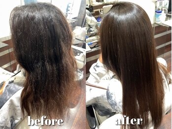 クレア 上大岡(CREA)の写真/CREA上大岡店の髪質改善ストレートは、ダメージレスでブリーチ毛でも施術可能◎滑らかな指通りへ！