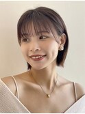 ミニボブ 外ハネ シースルーバング 耳かけ 可愛い 垢抜け