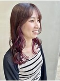 インナーカラーワインレッドボルドーレッドパープル