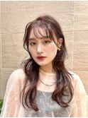 ピンクブラウン ゆるふわロング 韓国ヘア 顔周りカット 似合わせ