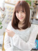 小顔ピンクベージュ艶カラーエアストレートc5大宮20代30代40代