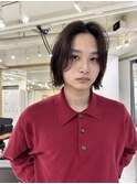 ◎メンズボブウルフメンズミディアムメンズロングワックスなし