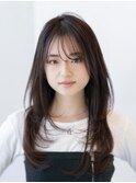 20代30代大人かわいい小顔くびれレイヤーカット黒髪前髪韓国風