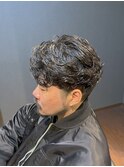 ビジネスツーブロック デザインパーマ かき上げアップバング