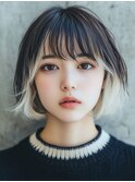 イメチェン♪ホワイトブロンドインナーカラー×外ハネボブ/韓国
