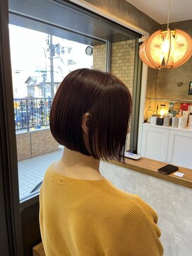 ノエル ヘアー アトリエ(Noele hair atelier) 切りっぱなしボブにオレンジブラウン