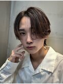 メンズセンターパート×リバース毛流れカルマニュアンスパーマ