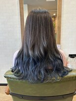 フィカ(Fika) ブリーチあり 裾カラー ネイビー ブルー
