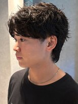 ブロック(bloc)&nbsp;ニュアンスパーマ センターパ―ト ラウンドマッシュ 黒髪