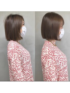 ジーナ 船橋(Zina) オトナ女子ツヤ髪アッシュカラーふんわりミディシースルーバング