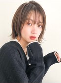 似合わせカットペールベージュ小顔カット外ハネボブ