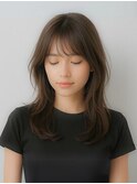 レイヤーカット韓国風マッシュ切りっぱなしミディアムくせ毛風