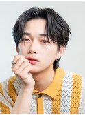 韓国ヘアニュアンスコンマバングセンターパートフェザーパーマ