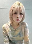 顔まわりレイヤーボブレイヤーカットミディアムボブウルフカット