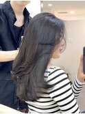 ロングレイヤー/グレージュ/艶髪/ワンカール/長め前髪/髪質改善