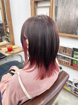 リッカ(RICCA) 【インナーカラー】コーラルピンク×ウルフヘア♪