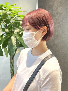 ロンドシエル 横浜(Lond ciel) 丸みショート/ピンクラベンダー/ケアブリーチ/ダブルカラー