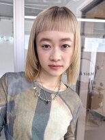 ヒビヲ(HIBIO)&nbsp;ショートボブダブルカラーハイトーンハイライトケアブリーチ韓国