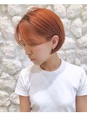 Moana【大宮】#オレンジ#ショートボブ#前髪カット#大人可愛い