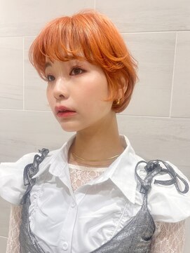 ピークアブー アヴェダ ギンザシックス(PEEK-A-BOO AVEDA GINZASIX) ショートヘア簡単スタイリングマッシュショートオレンジカラー