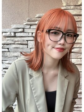 ラウラアンドロー(LAURA&RO) アプリコットオレンジタッセルボブ1ブリーチハイトーン