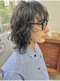 20代30代夏ウルフパーマ×涼しげグレージュ小顔くびれヘア
