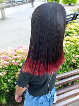 キックス(KICKS) 切りっぱなしワンレングス×グラデーションブリーチカラー